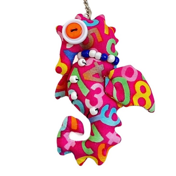 Handmade Pink “Ugly Doll” Seahorse Keychain Purse Charm - Picture 1 of 6